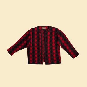 Vintage 70s/80s cardigan sweater, size L Cashmilon Corsican red open jacket